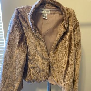 Women’s tan faux coat with hook closure